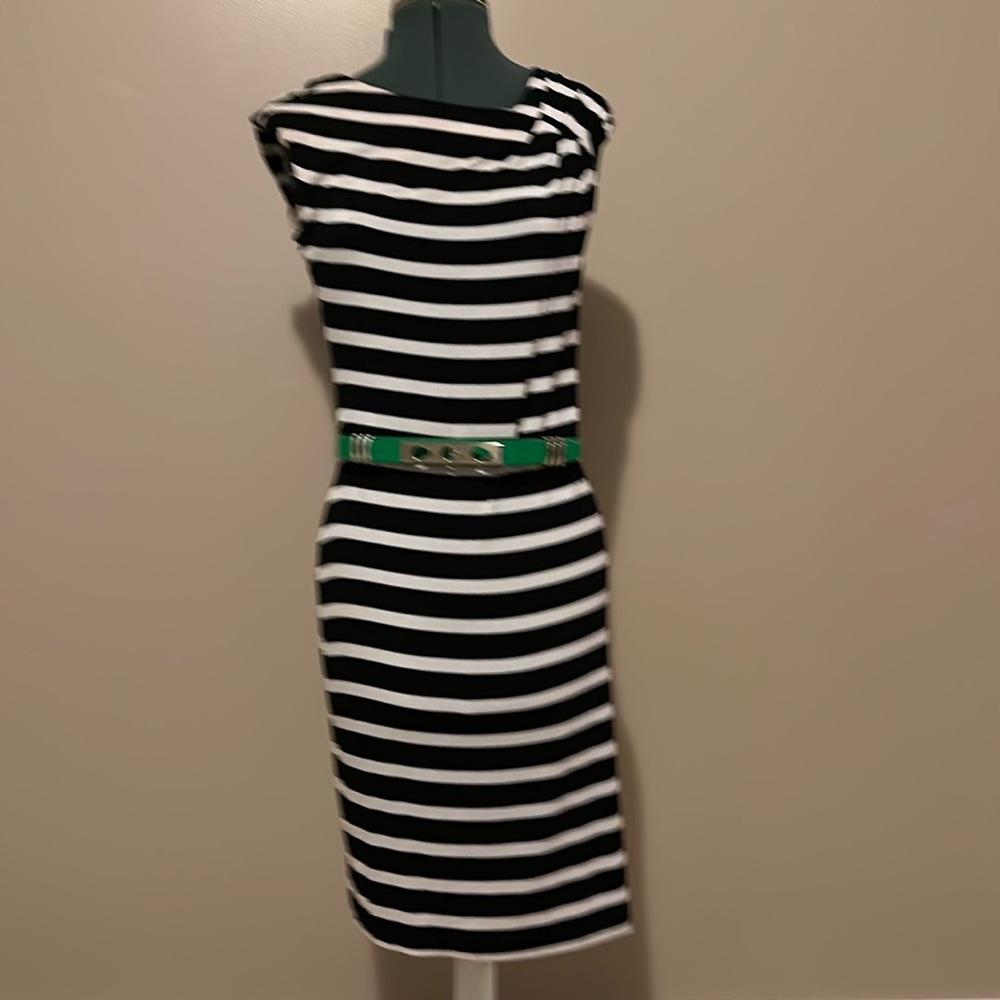 Calvin Klein black and white striped dress - Size 4